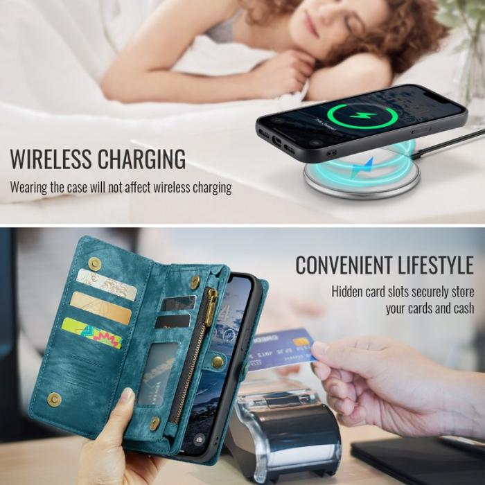 Caseme - CASEME 008 iPhone 16e Fodral i Läder med Plånbok - Blå