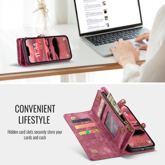 Caseme - CASEME 008 iPhone 16e Fodral i Läder med Plånbok - Röd