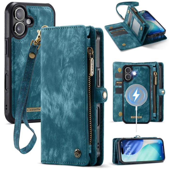 Caseme - CASEME 008 iPhone 17 Fodral i Läder med Avtagbar Plånbok - Blå