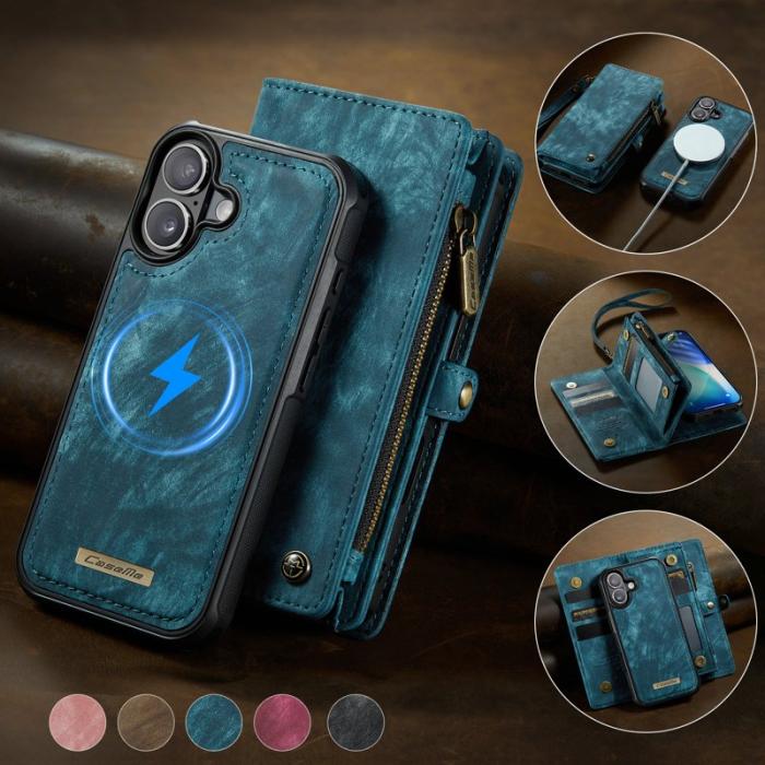 Caseme - CASEME 008 iPhone 17 Fodral i Läder med Avtagbar Plånbok - Blå