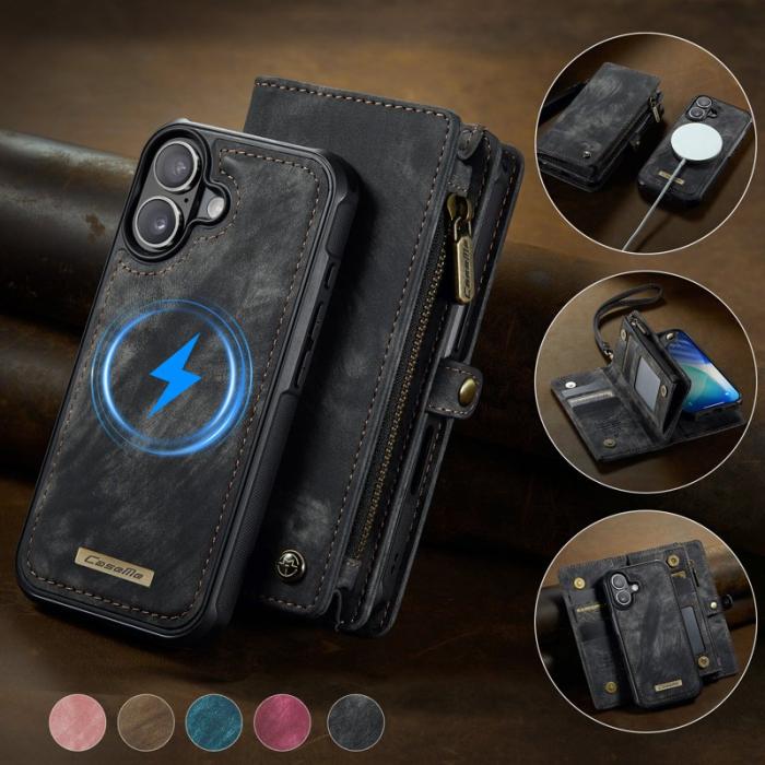 Caseme - CASEME 008 iPhone 17 Fodral i Läder med Avtagbar Plånbok - Svart