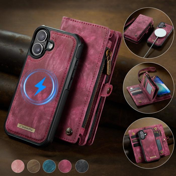 Caseme - CASEME 008 iPhone 17 Fodral i Läder med Plånbok - Röd