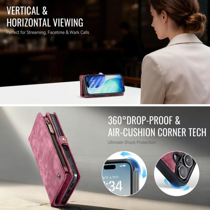 Caseme - CASEME 008 iPhone 17 Fodral i Läder med Plånbok - Röd