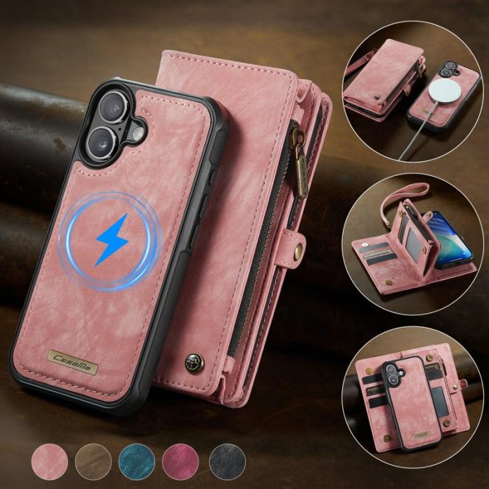 Caseme - CASEME 008 iPhone 17 Fodral i Läder med Plånbok - Rosa