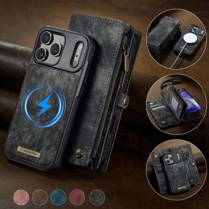 Caseme - CASEME 008 iPhone 17 Pro Fodral i Läder med Plånbok - Svart