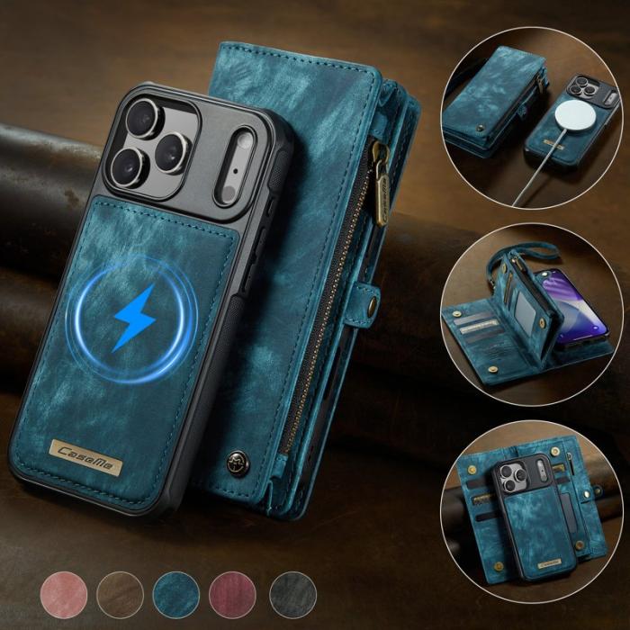 Caseme - CASEME 008 iPhone 17 Pro Max Fodral Läder med Plånbok Blå