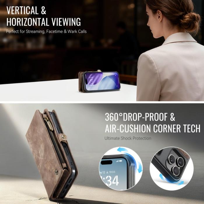 Caseme - CASEME 008 iPhone 17 Pro Max Skal Läder Fodral med Rem - Brun