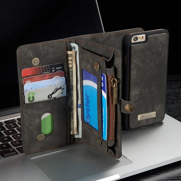 Caseme - CASEME 008 iPhone 6s Fodral Retro PU Läder Multi-slot Grå
