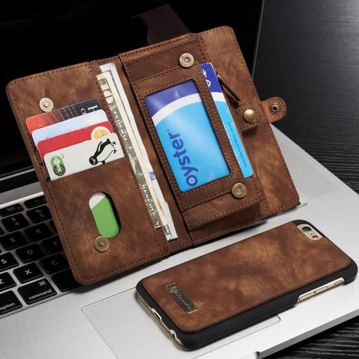 Caseme - CASEME 008 iPhone 6s Fodral Retro PU Läder Multi-slot Kaffe