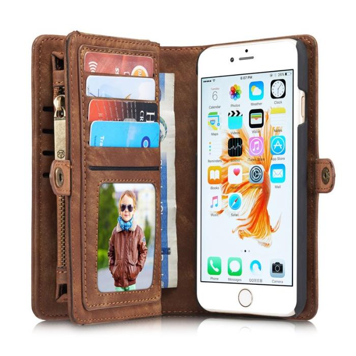 Caseme - CASEME 008 iPhone 6s Fodral Retro PU Läder Multi-slot Kaffe