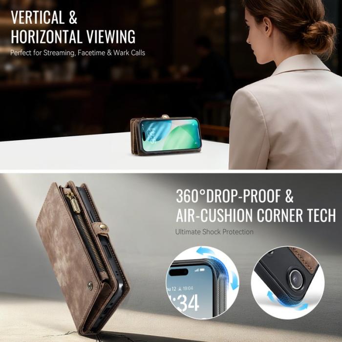 Caseme - CASEME 008 iPhone Air Fodral i Läder med Avtagbar Plånbok - Brun