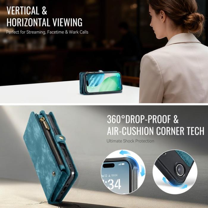 Caseme - CASEME 008 iPhone Air Fodral i Läder med Plånbok Blå