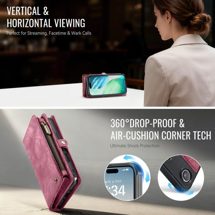 Caseme - CASEME 008 iPhone Air Fodral i Läder med Plånbok - Röd