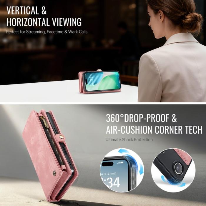 Caseme - CASEME 008 iPhone Air Fodral i Läder med Plånbok - Rosa
