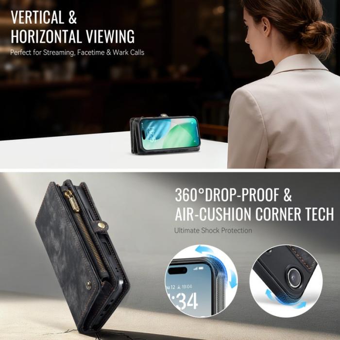 Caseme - CASEME 008 iPhone Air Fodral i Läder med Plånbok - Svart