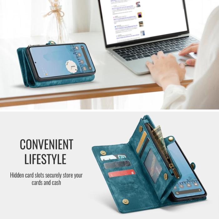 Caseme - CASEME 008 Läderfodral till Google Pixel 9a med Plånbok Blå