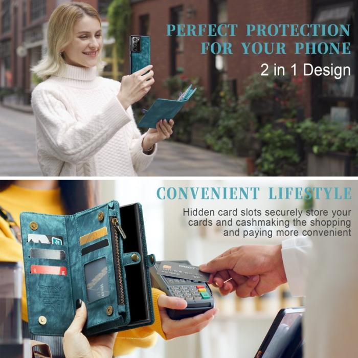 Caseme - CASEME 008 Multi-funktionell 2-i-1 Plånbok Samsung Galaxy Note20 Ultra Blå