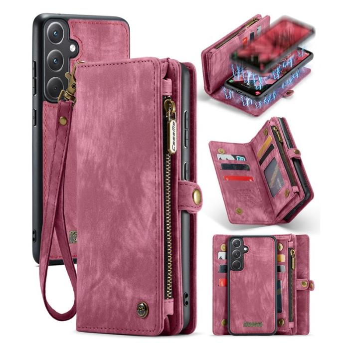 Caseme - CASEME 008 Samsung Galaxy A35 5G Fodral Läder Röd