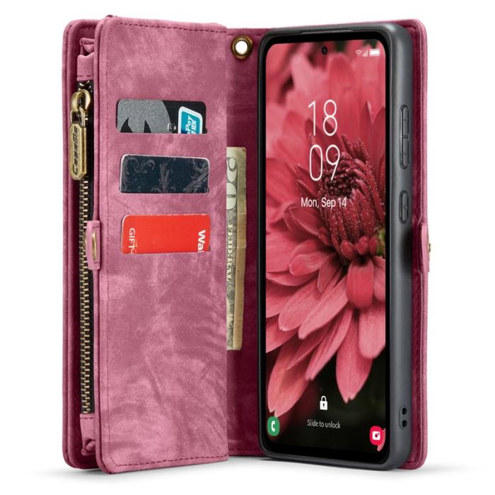 Caseme - CASEME 008 Samsung Galaxy A35 5G Fodral Läder Röd