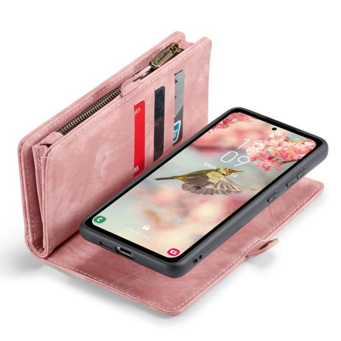 Caseme - CASEME 008 Samsung Galaxy A55 5G Skal Läder med Plånbok Rosa