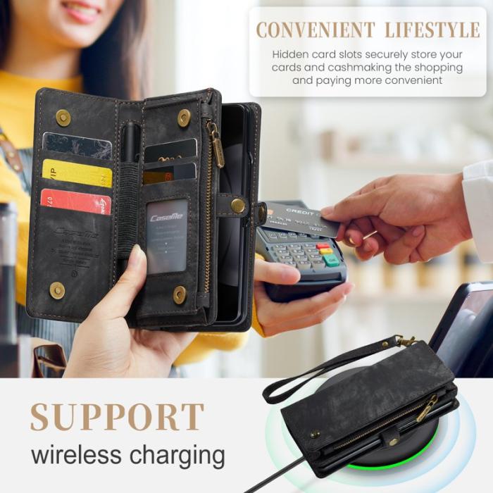 Caseme - CASEME 008 Samsung Galaxy Z Fold5 Fodral Läder med Rem - Svart