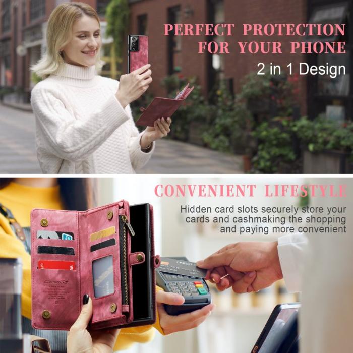Caseme - CASEME 008 Series 2-in-1 Plånbokskal Samsung Galaxy Note20 Ultra Röd