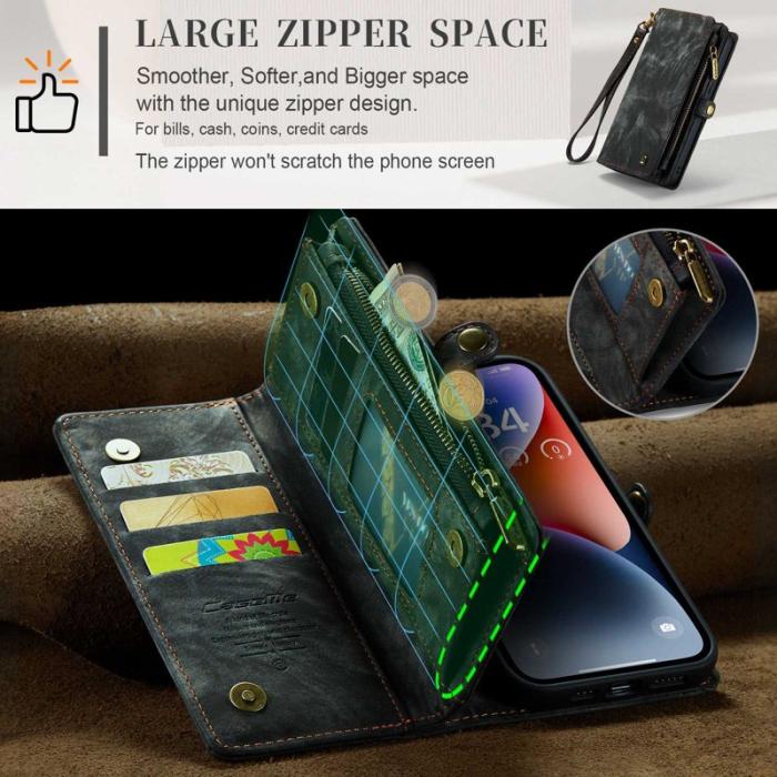 Caseme - CASEME 008 Series Fodral för iPhone 13 2-i-1 TPU + PU Läder Svart