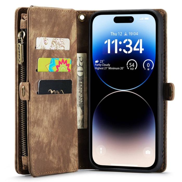 Caseme - CASEME 008 Series iPhone 14 Pro Fodral PU Läder Brun