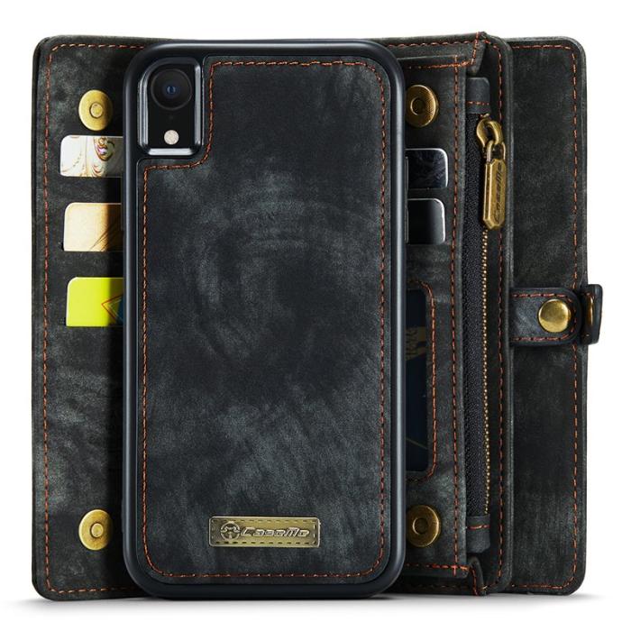 Caseme - CASEME 008 Series iPhone XR Fodral 2-i-1 Vintage PU Läder Svart