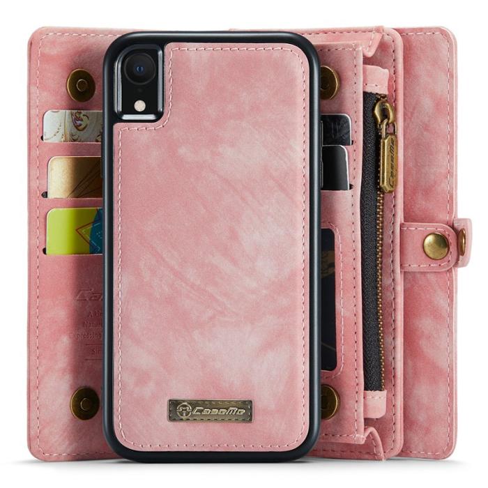Caseme - CASEME 008 Series iPhone XR Skal 2-i-1 Vintage PU Läder Rosa