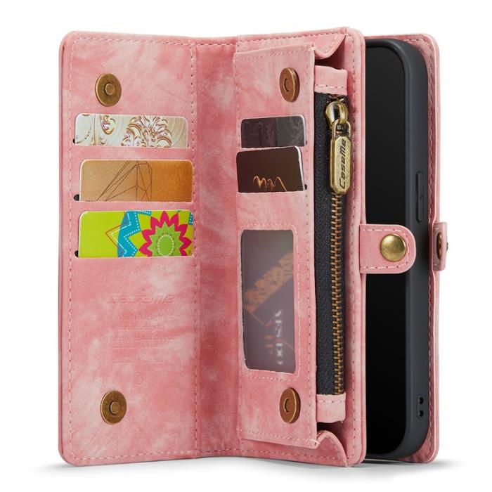Caseme - CASEME 008 Series iPhone XR Skal 2-i-1 Vintage PU Läder Rosa