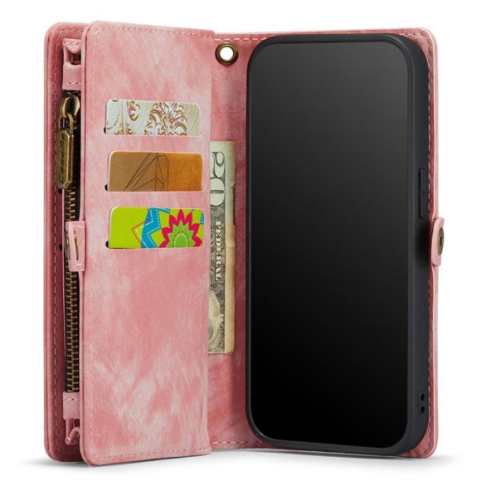 Caseme - CASEME 008 Series iPhone XR Skal 2-i-1 Vintage PU Läder Rosa
