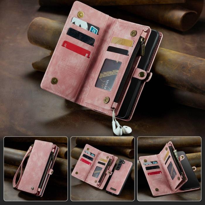 Caseme - CASEME 008 Series Samsung Galaxy S21 FE Fodral TPU + PU Läder Rosa