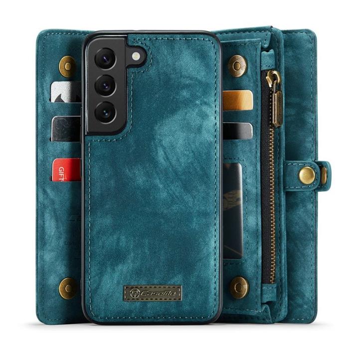 Caseme - CASEME 008 Series Samsung Galaxy S22+ 5G Konstläder Plånboksfodral Blå