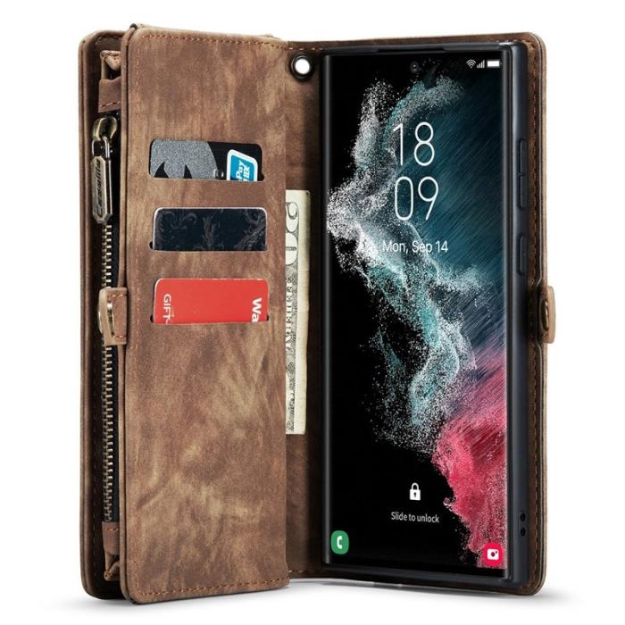 Caseme - CASEME 008 Series Samsung Galaxy S22 Ultra Skal 2-i-1 Brun