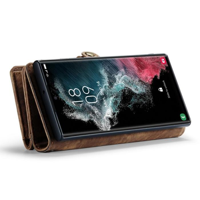 Caseme - CASEME 008 Series Samsung Galaxy S22 Ultra Skal 2-i-1 Brun