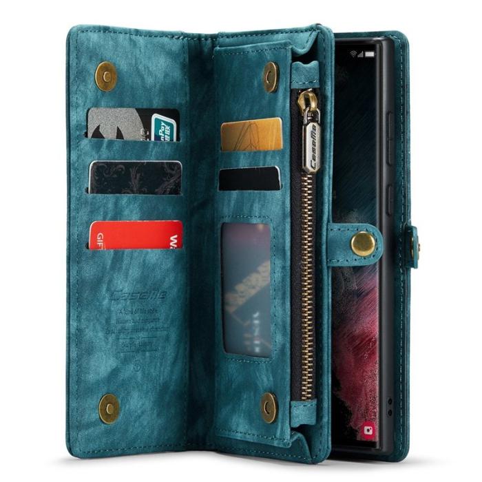 Caseme - CASEME 008 Series Samsung Galaxy S22 Ultra Skal Multifunktionell Blå