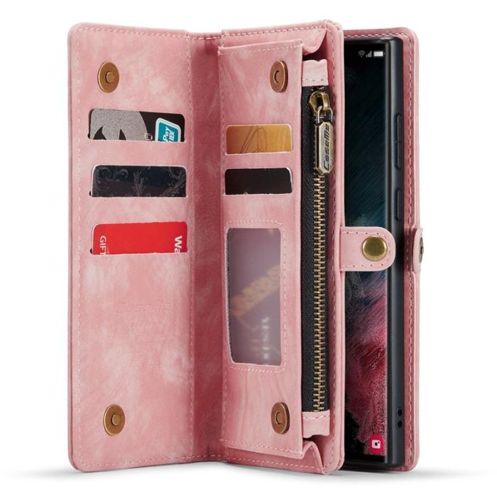 Caseme - CASEME 008 Series Samsung Galaxy S22 Ultra Skal Multifunktionell Rosa