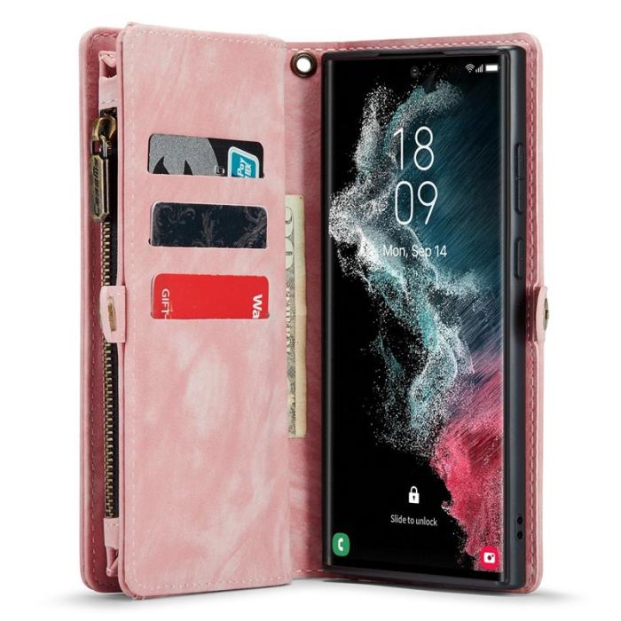 Caseme - CASEME 008 Series Samsung Galaxy S22 Ultra Skal Multifunktionell Rosa