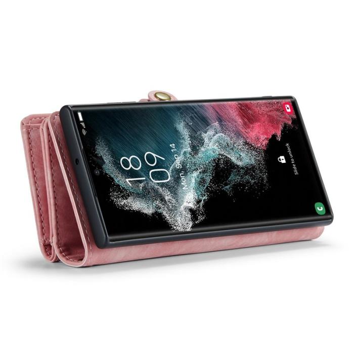 Caseme - CASEME 008 Series Samsung Galaxy S22 Ultra Skal Multifunktionell Rosa
