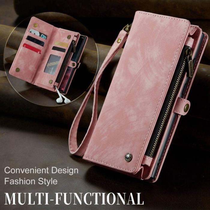 Caseme - CASEME 008 Series Samsung Galaxy S22 Ultra Skal Multifunktionell Rosa