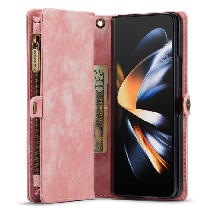Caseme - CASEME 008 Series Samsung Galaxy Z Fold4 Fodral PU Läder Rosa
