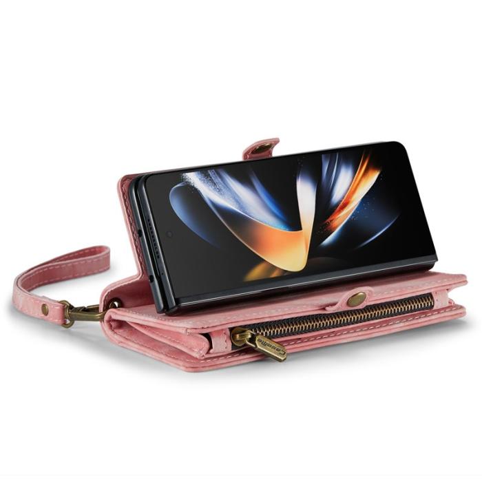 Caseme - CASEME 008 Series Samsung Galaxy Z Fold4 Fodral PU Läder Rosa