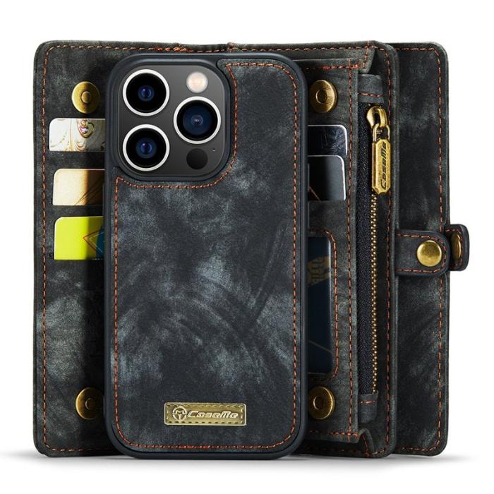 Caseme - CASEME 008 Skal 2-i-1 TPU PU Läder för iPhone 13 Pro Max - Svart