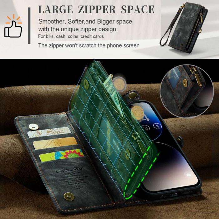 Caseme - CASEME 008 Skal 2-i-1 TPU PU Läder för iPhone 13 Pro Max - Svart