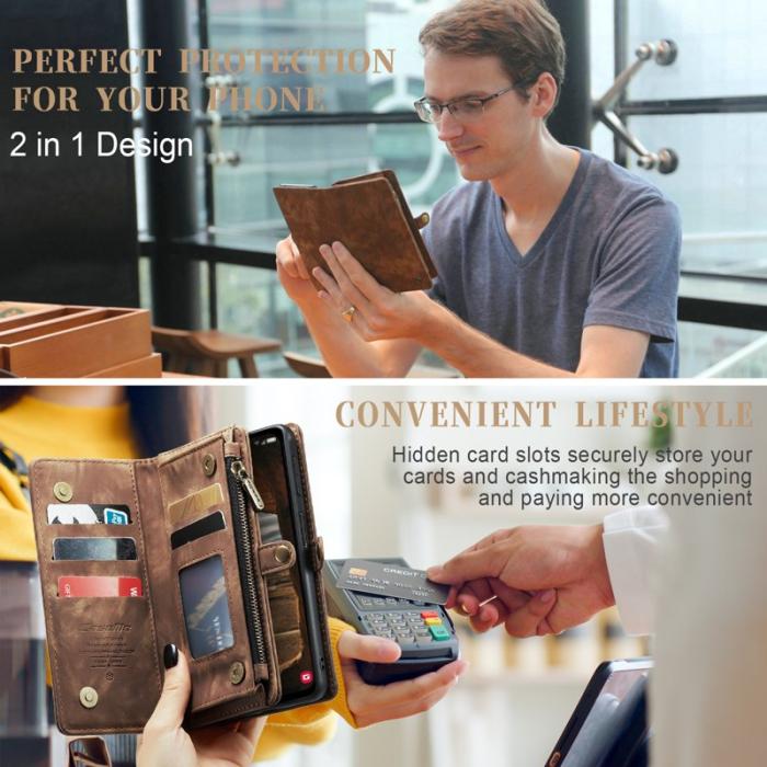 Caseme - CASEME 008 Skal för Samsung Galaxy A34 5G - Brun PU Läder