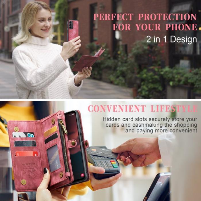 Caseme - CASEME 008 Skal för Samsung Galaxy A34 5G Röd med Fickor