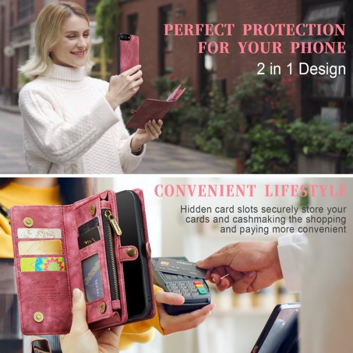 Caseme - CASEME 008 Vintage PU Leather Fodral för iPhone 8 Plus - Röd
