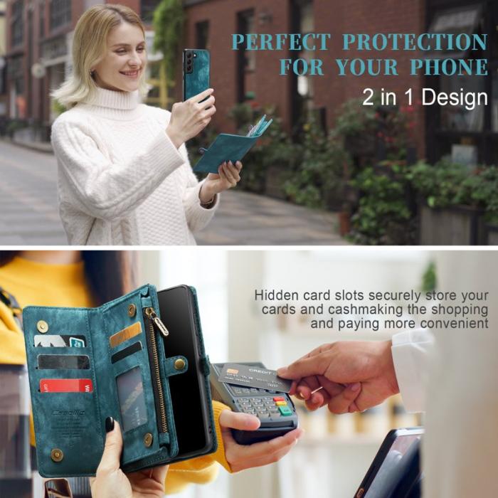 Caseme - CASEME 008 Wallet Skal Vintage PU Läder för Samsung Galaxy S20 Plus - Blå