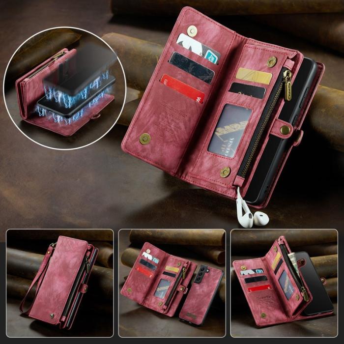 Caseme - CASEME 008 Wallet Skal Vintage PU Läder för Samsung Galaxy S20 Plus - Röd